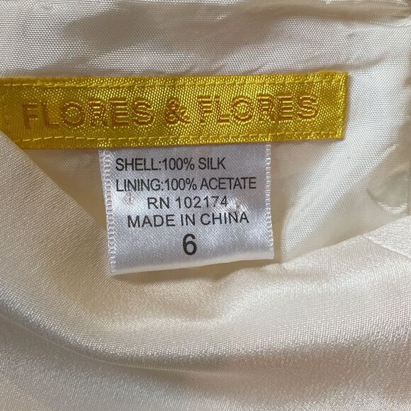 Flores & Flores Ivory Silk Fully Lined Wide Leg Pants 6 - Picture 8 of 10